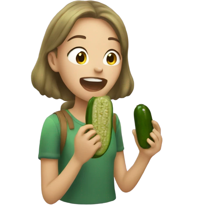 Girl eating pickle  emoji