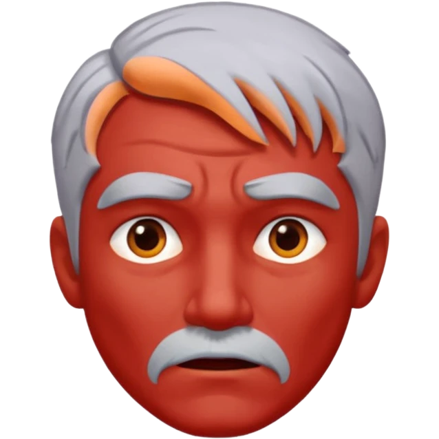 a very angry man with red skin and gray hair, expressive face, intense emotion emoji