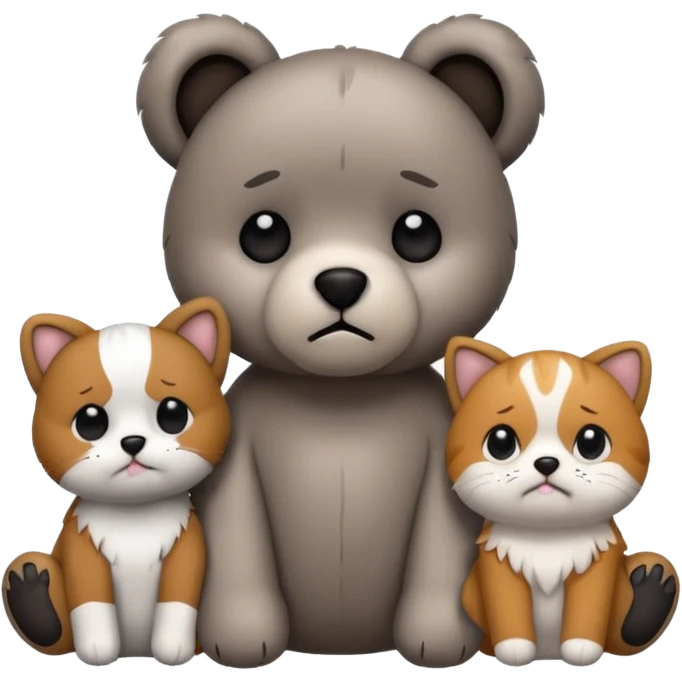 a teddy and a cute dog and cat crying emoji