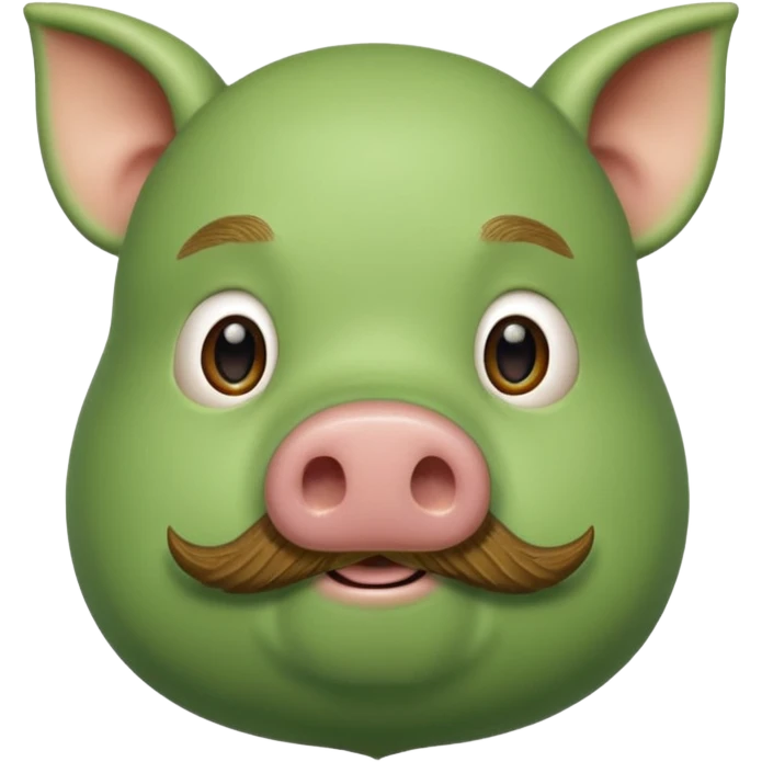 green pig with beard, 3/4 view emoji