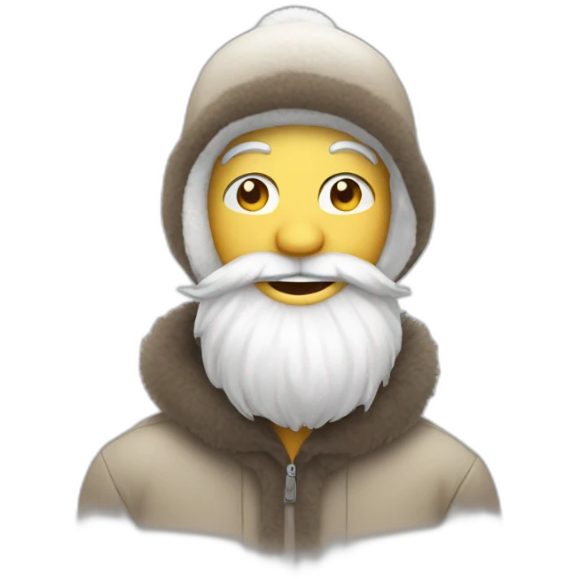 smiling guy beard in fluffy hat emoji