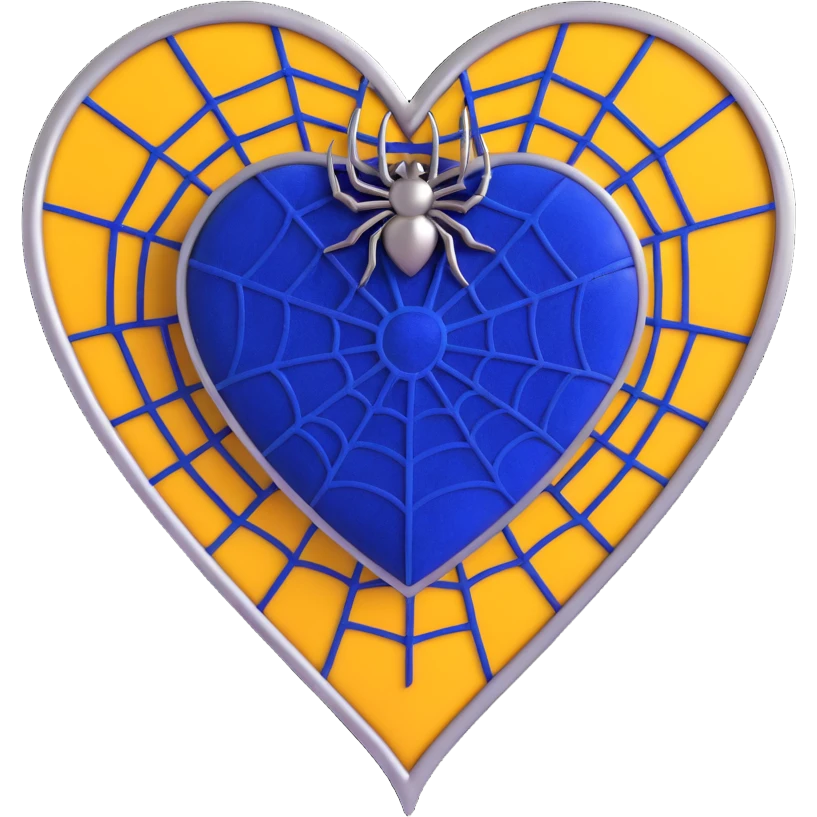 gothic heart, royal blue velvet, silver spiderweb overlay, dramatic and elegant emoji