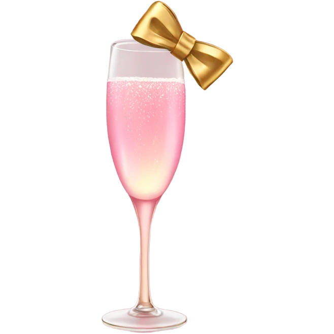 Pink champagne with gold bow emoji