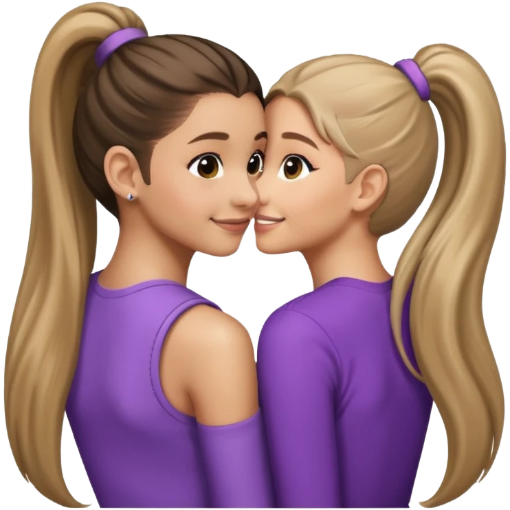  Ariana grande back view with long hair in a ponytail leaning on another girl with long hair in a ponytail  emoji