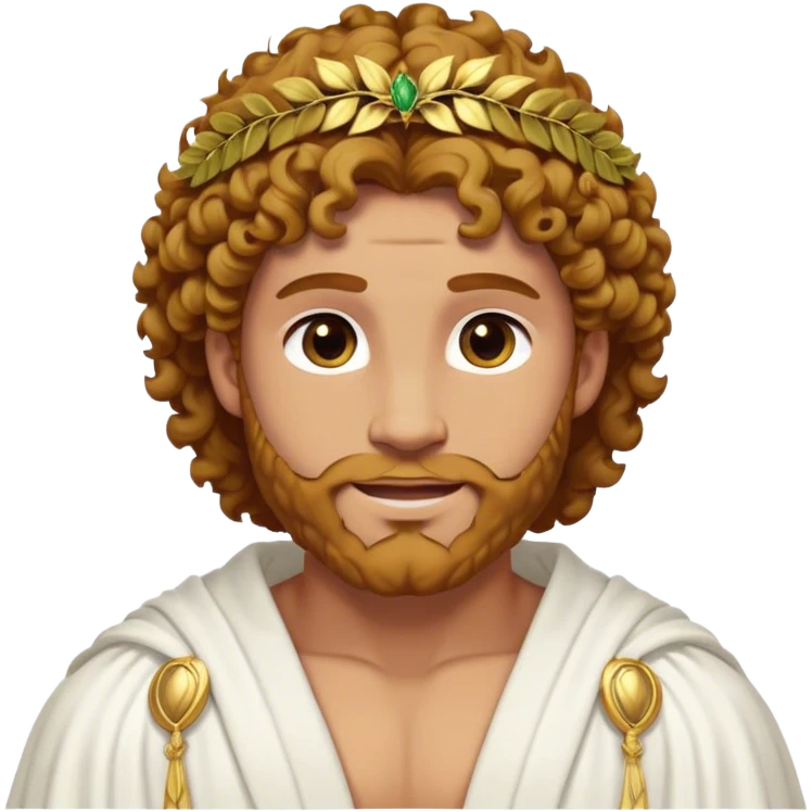 Cinematic Realistic Hercules Portrait, head tilted playfully and inquisitively, showcasing a blend of legendary power and youthful charm with the refined features of Michelangelo's David. His light tan, sculpted skin and thick, curly, golden brown hair—styled with wild majesty—evoke the spirit of the lion-wrestling Hercules. Clad in a softly draped white robe with subtle golden details and adorned with a Greek laurel wreath, his expressive eyes and warm smile capture an approachable yet formidable hero, bathed in gentle natural lighting. emoji