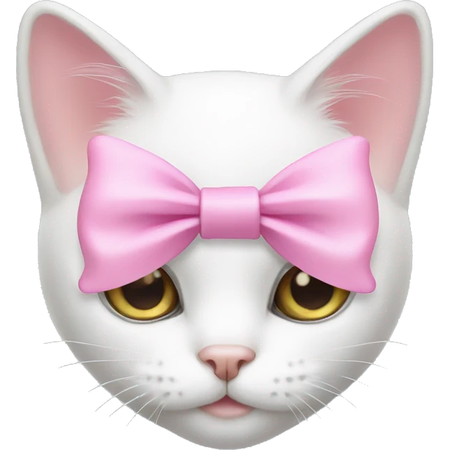 white cat with pink bow emoji