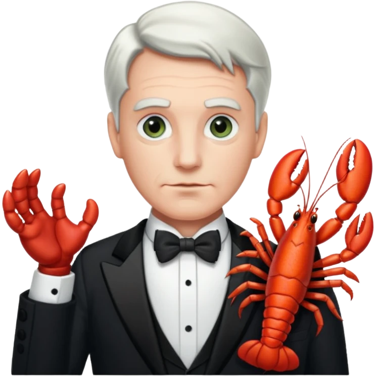 Alfred the butler from batman with lobster claws emoji