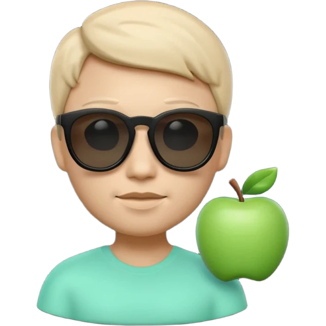 Clean 3D memoji emoji, smooth Apple emoji style, black sunglasses, calm expression, Matrix movie aesthetic, faint green code glow, minimalist, dark cinematic background, high resolution. emoji