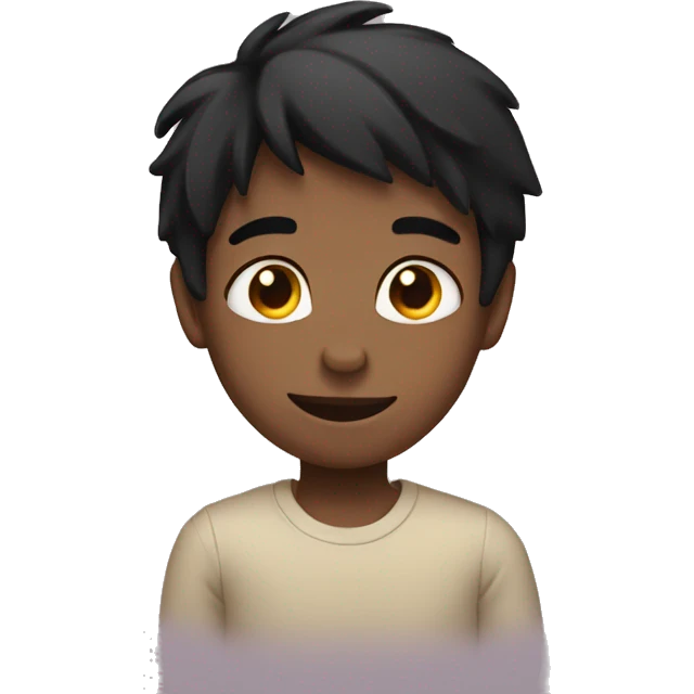 Boy with short black hair making a heart with his hand above his head  emoji