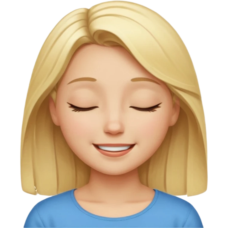 Happy blonde girl with eyes closed emoji