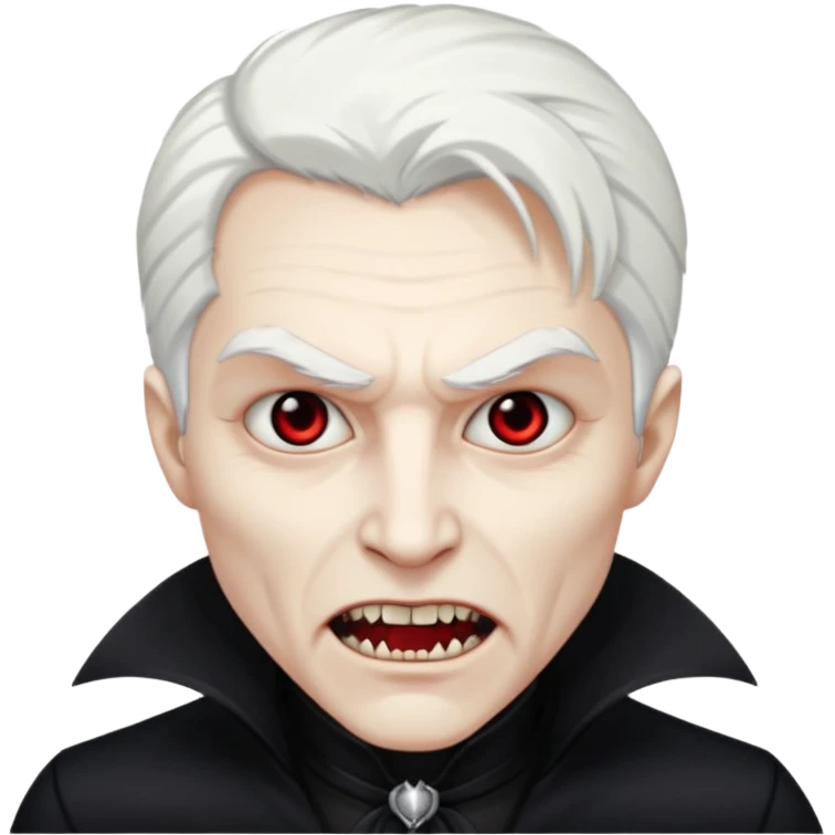 White skin white hair black eyes black clothes scary Vampire emoji