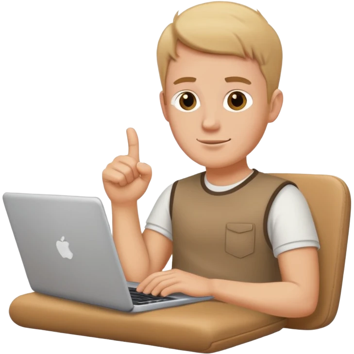 white guy sitting with laptop showing thumb emoji