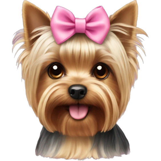 Yorkshire Terrier mini with a pink bow on its head emoji