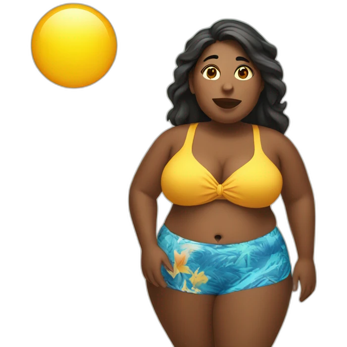 fat woman on beach emoji