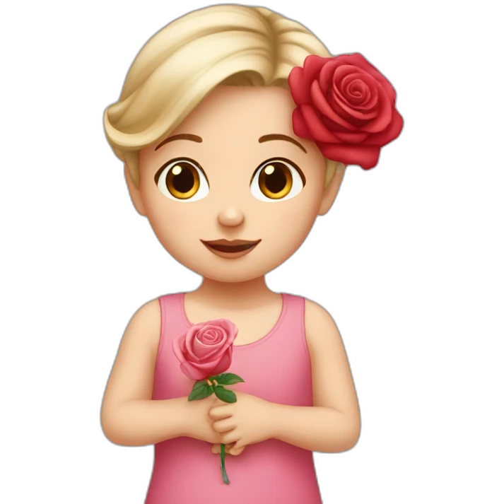 White Girl toddler with rose  emoji