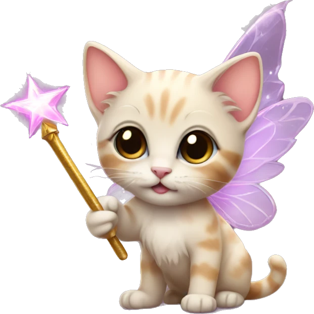 Kitten fairy with a wand emoji