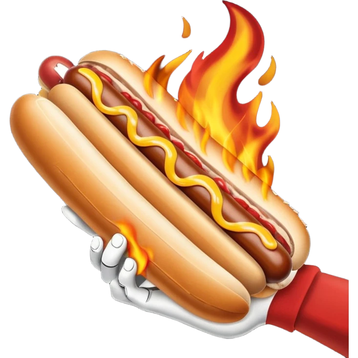 Hand Holding a Flaming Hotdog emoji