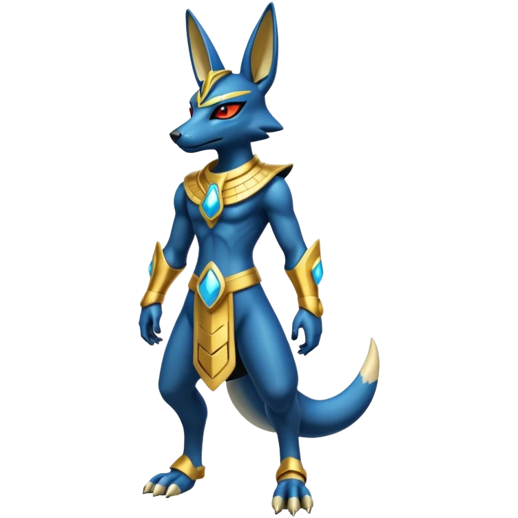 Colorful Shiny Futuristic Lucario-Anubis full body emoji