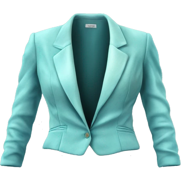 Hyper Realistic isolated side view of a pair of velvet light robins egg blue feminine blazer jacket. emoji