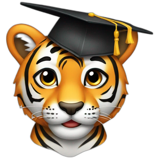 cuty tiger  with a mortarboard emoji