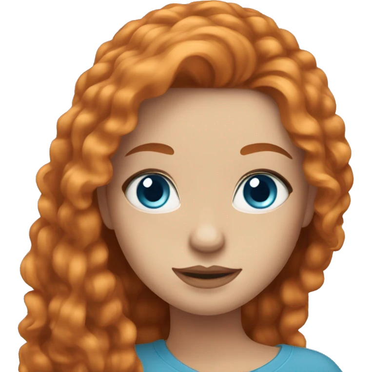 Beautiful girl with long ginger hair blue eyes and really long eyelashes emoji