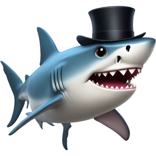 Shark with a top hat emoji