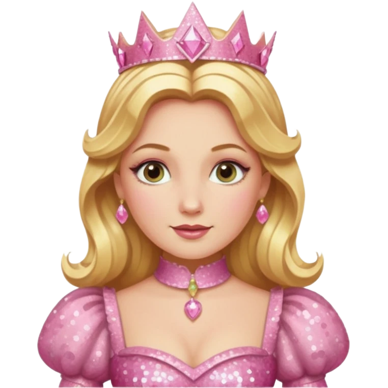 Glinda from the Wizard of Oz with golden blonde hair, pink sequin outfit emoji
