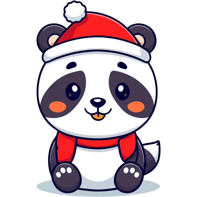 Un panda con un gorro de Navidad emoji