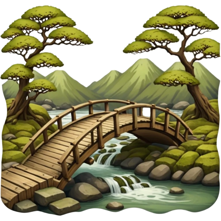 Old Japanese wooden bridge emoji