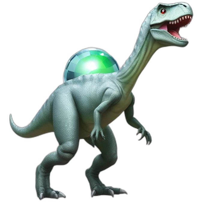 dino with a silver disco ball emoji