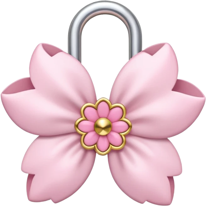 white sakura flower with a bow and lock center emoji