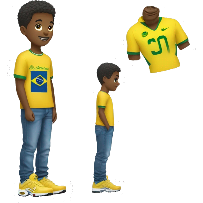 A boy With air max Tn , baggy jeans blue and a football shirt brazil yellow  emoji