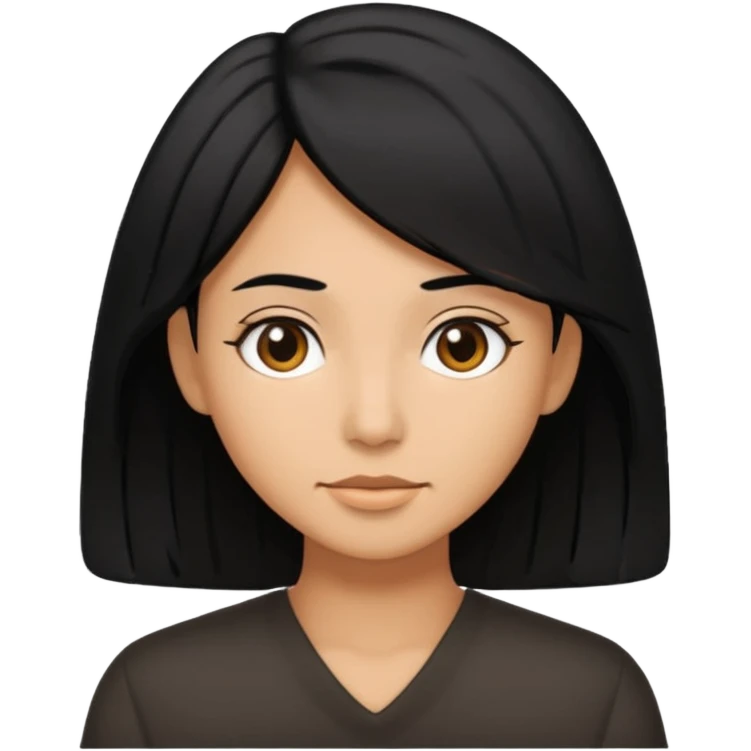 Medium hair length, black hair, tan skin emoji