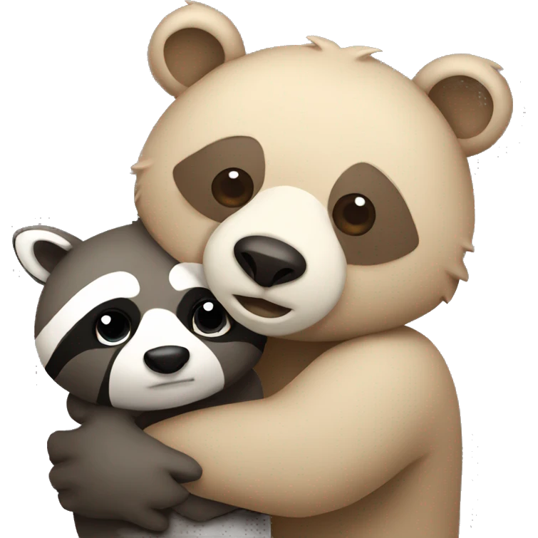 A bear and a raccoon hugging emoji