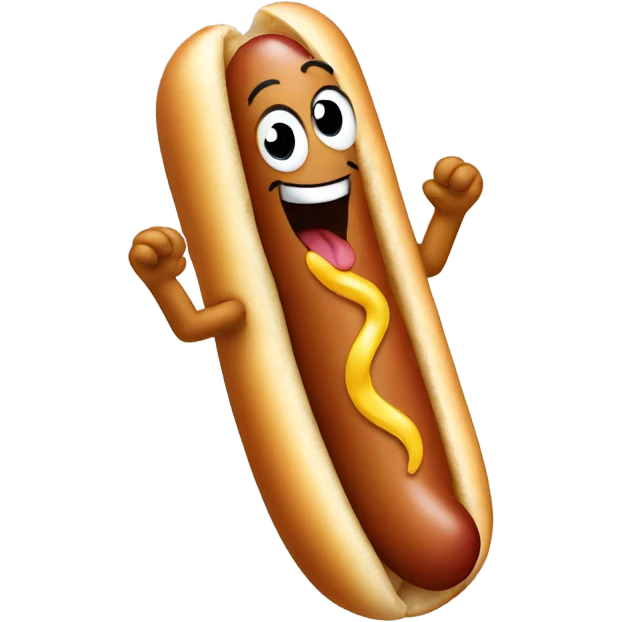 Dancing hot dog emoji
