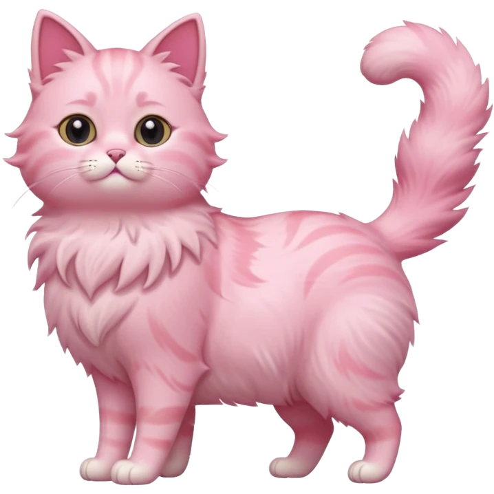 cute pink cat, full body. different body shape, side view. emoji
