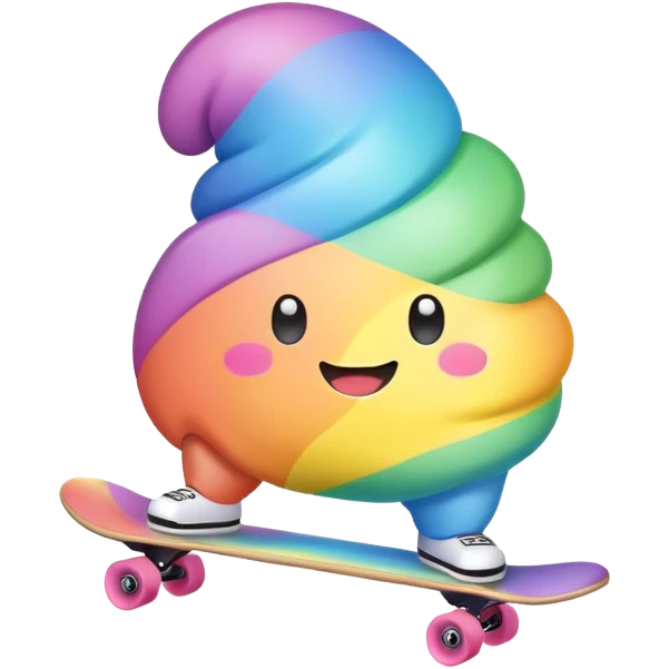  pastel rainbow kawaii Poop skateboarding  emoji