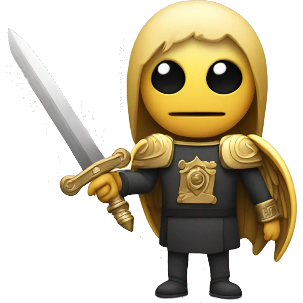 a lock with wings and arms holding a sword emoji