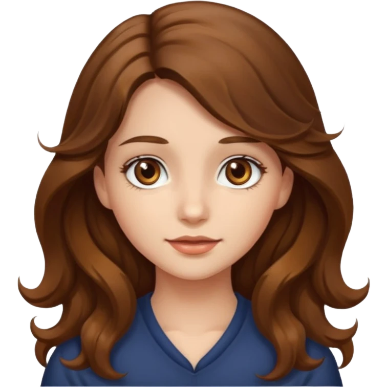 realistic portrait of girl long wavy hair hazel eyes emoji