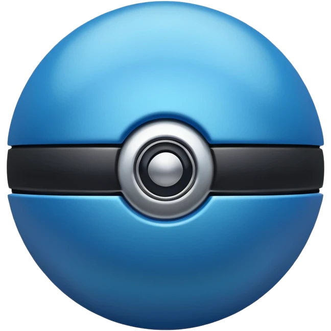 blue pokeball emoji, top half is a more saturated blue, bottom half is white, black stripe, with a metallic sheen emoji