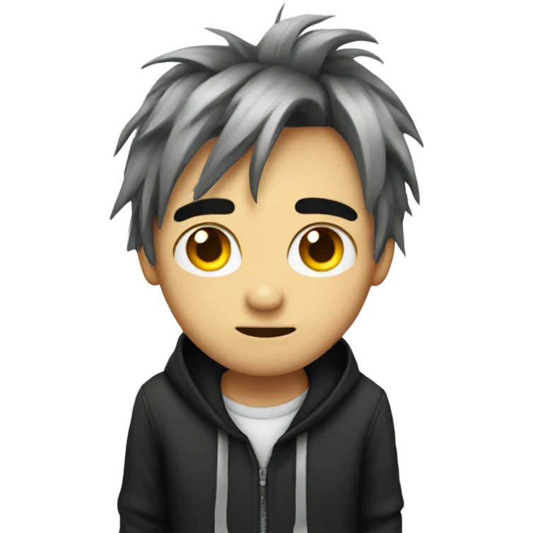 Emo kid with silly face emoji