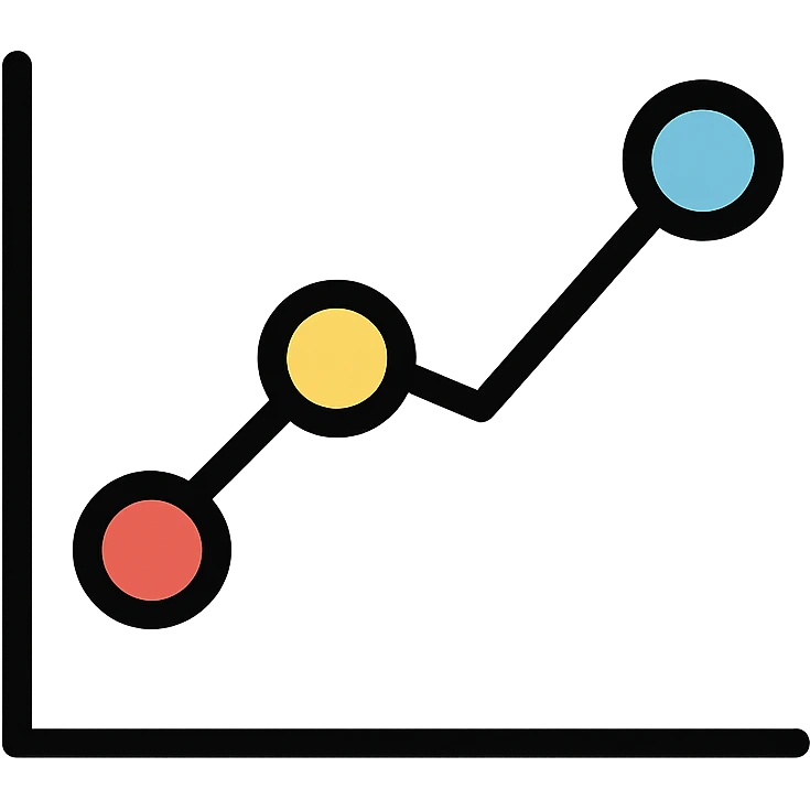 simple graph icon with colored lines and dots emoji