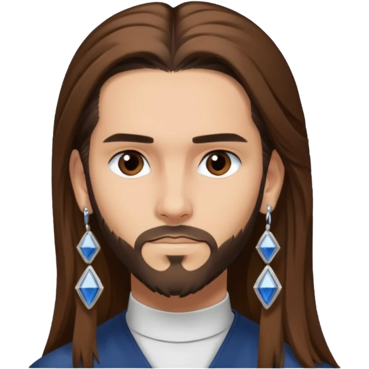 Tom Kaulitz with brown long hair, earrings emoji