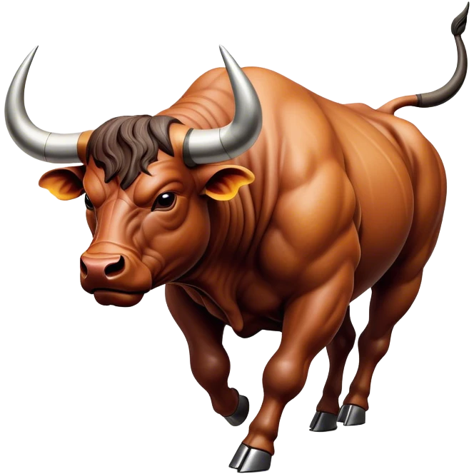 Cinematic Realistic depiction of a powerful Spanish charging bull, rendered with dynamic muscle definition and detailed, textured hide, set against a dramatic backdrop with intense, action-packed lighting emoji