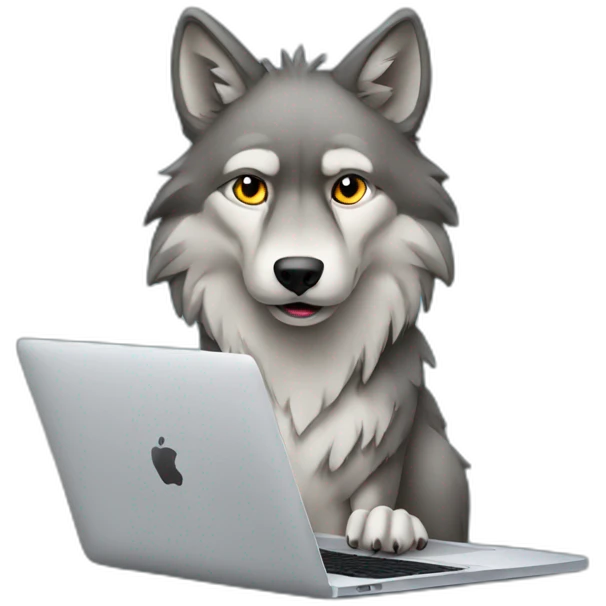 wolf with macbook emoji