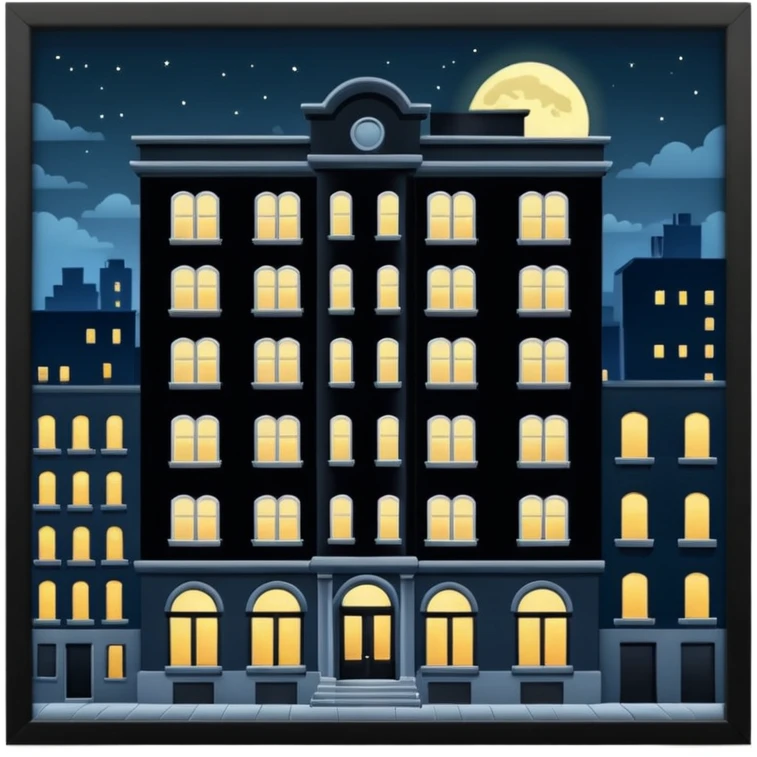 Old apartment building at night emoji
