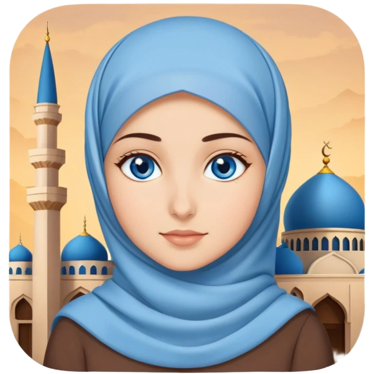 Turkish beautiful finish Konya girl blue eyes with hijab dress and ramadan background  emoji