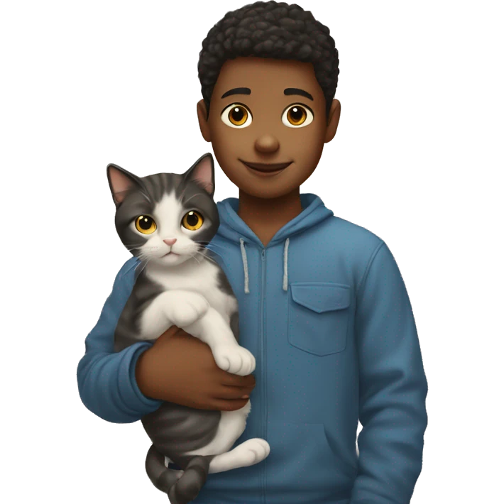 boy holding cat portrait emoji
