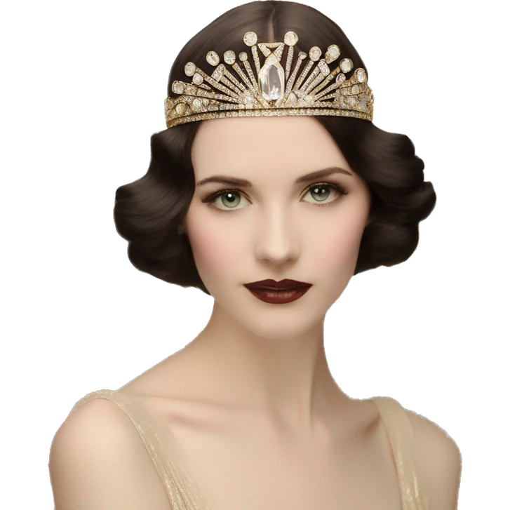 art deco 1920's tiara gold crystals emoji