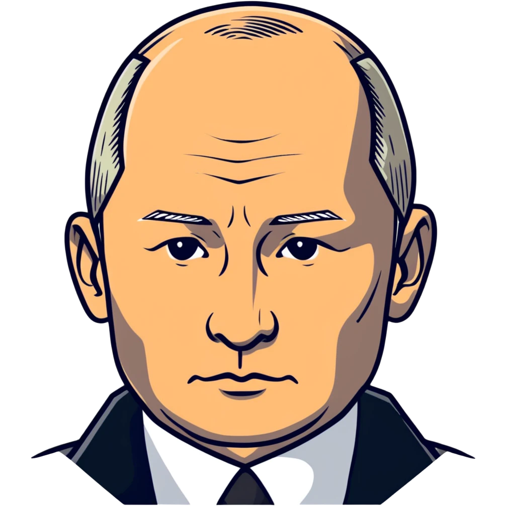 Vladimir Putin, Russian president, with serious face emoji